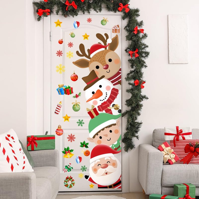 Demonwer 44.9 x 15.8 Inch Christmas Door Sticker - Cute Santa, Elk, Elf, Snowman Decor for Festival, Nursery, Playroom, Bedroom, Classroom, Kindergarten - Image 4